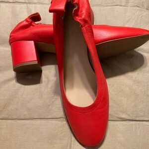 NWOT Never Worn! EVERLANE The Day Heel Bright Red Leather Size 8.5